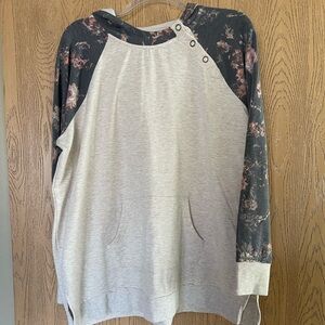 Maurices 2X Hoodie with Floral Sleeves